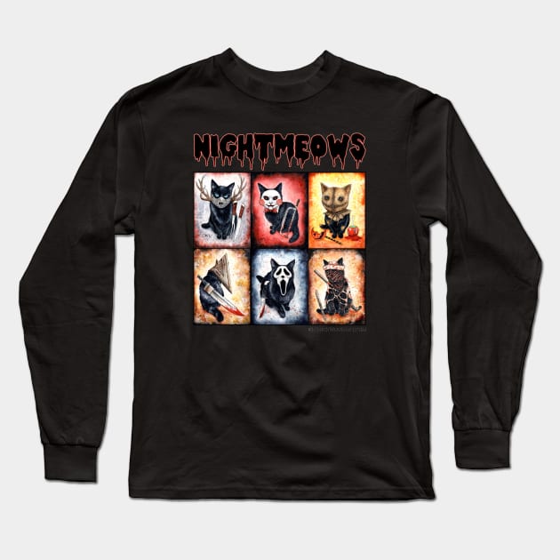 Nightmeows - Contemporary Horror Cats Long Sleeve T-Shirt by Clockwork Art